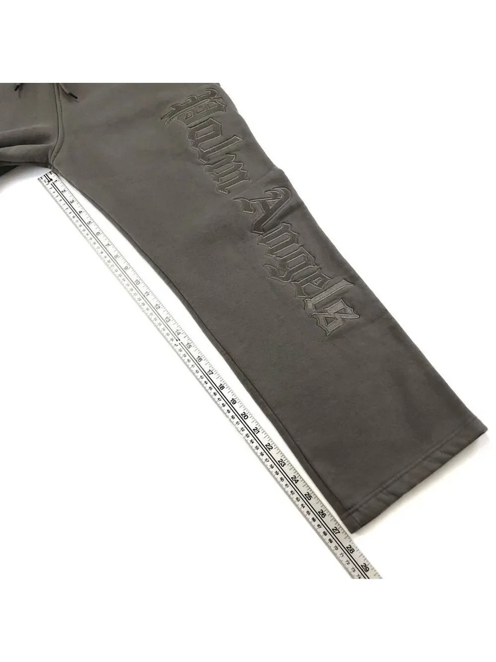 Palm Angels taupe neutral genderless fleece pull on pant Medium embroidered leg